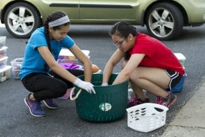 Sorting donations at Gift and Thrift.