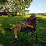 Barry Darr, relaxing after a long day of driving