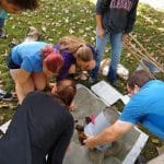 Environmental sustainability students and chemistry students on field trip to study the North Fork in Bergton, Va. Eastern Mennonite University Professor Jim Yoder facilitates.