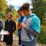 Environmental sustainability students and chemistry students on field trip to study the North Fork in Bergton, Va. Photo by Kevin Carini.