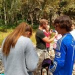 Conservation photography expert and Eastern Mennonite University photography professor, Steven Johnson, talks with environmental sustainability students and chemistry students on field trip to study the North Fork in Bergton, Va. Photo by Kevin Carini.