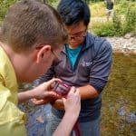 Environmental sustainability students and chemistry students on field trip to study the North Fork in Bergton, Va. Photo by Kevin Carini.