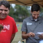 Volunteer Brian Hess with Andrew Gascho, AD,  at the  2019 EMHS cross country invitational.