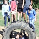 Eighth grade science students on EMES playground