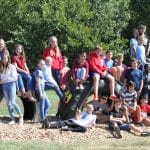 Eighth grade science students on EMES playground