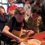 Sixth graders at fish hatchery