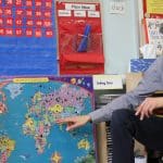 Babar family visit to kindergarten room to talk about their home country of Pakistan and share some special food.