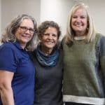 EMES founders Maria Bender '81 Archer, Lynette Good '84 Mast, Ruby Kauffman '83 Hostetler