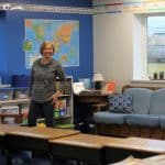 Susan Stoltzfus putting final touches on her second grade room