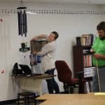 Heidi Byler settling into her third grade room with a little help from Dex Byer