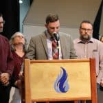 Justin King, high school principal, Maria Archer, Mike Stoltzfus, Trisha Blosser and Paul Leaman took part in a litany reading.