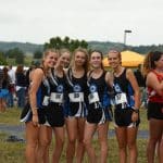 Girls Varsity Cross Country 2019. Jenna Weaver, Paige Hutchison, Fiona Mitchell, Joely Farrell and Halie Mast.