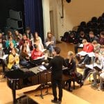 Paul Smith,  author of the Voces8 Method, leads a workshop with EMS choirs, February 2020