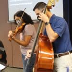Strings teacher, Maria Lorcas, and band teacher, Nick Gardner.
