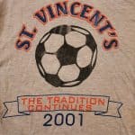 This is the original T-shirt design of the transition year between St. Vincent Invitational and the Menno Classic. The Menno Classic tournament name was coined after a tournament that Goshen College hosted (while Kendal Bauman was a collegiate player at GC) with the three Mennonite colleges; Goshen College, Hesston College and Eastern Mennonite University (then College).
