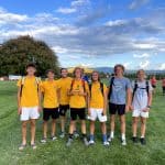 Boys varsity soccer post tournament. Logan Weaver '24, Alex Cline '25, Coach Ryan Eshleman-Robles '10, Schuyler Harmison '22, Eli Stoll '22, Ryan Shank '24, Joseph Yutzy '25 