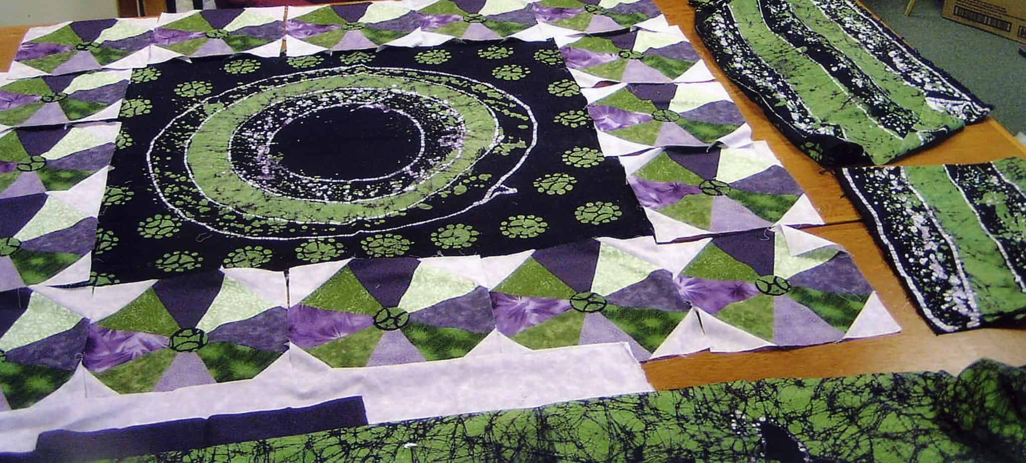 One of the Driver sisters' quilts, completed by  women at Weavers Mennonite Church for auction at Virginia Mennonite Relief Sale