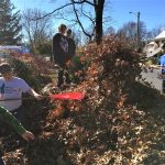 6th graders raked leaves around the school and in the neighborhood