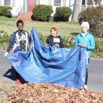 6th graders raked leaves around the school and in the neighborhood