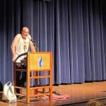 Benjamin Bixler, Bible teacher, donned his high school basketball jersey in his address to the class of '23