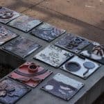 Raku quilt tiles before assembly