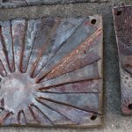 Raku quilt tile before assembly