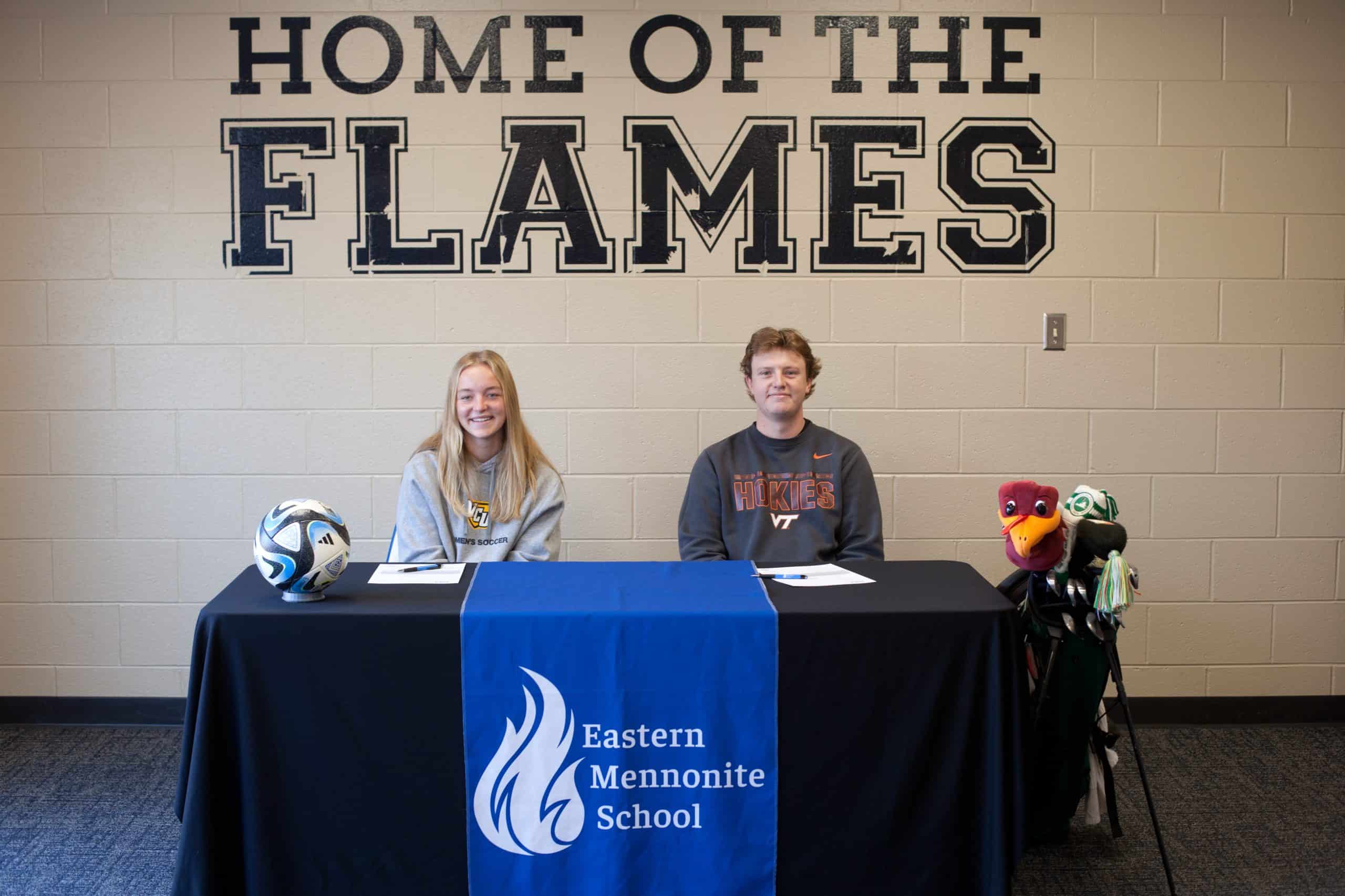 National signing day marked a significant milestone for two EMS seniors, Sarah Drooger and Ryan Slonaker. 