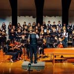 students sing at a music concert