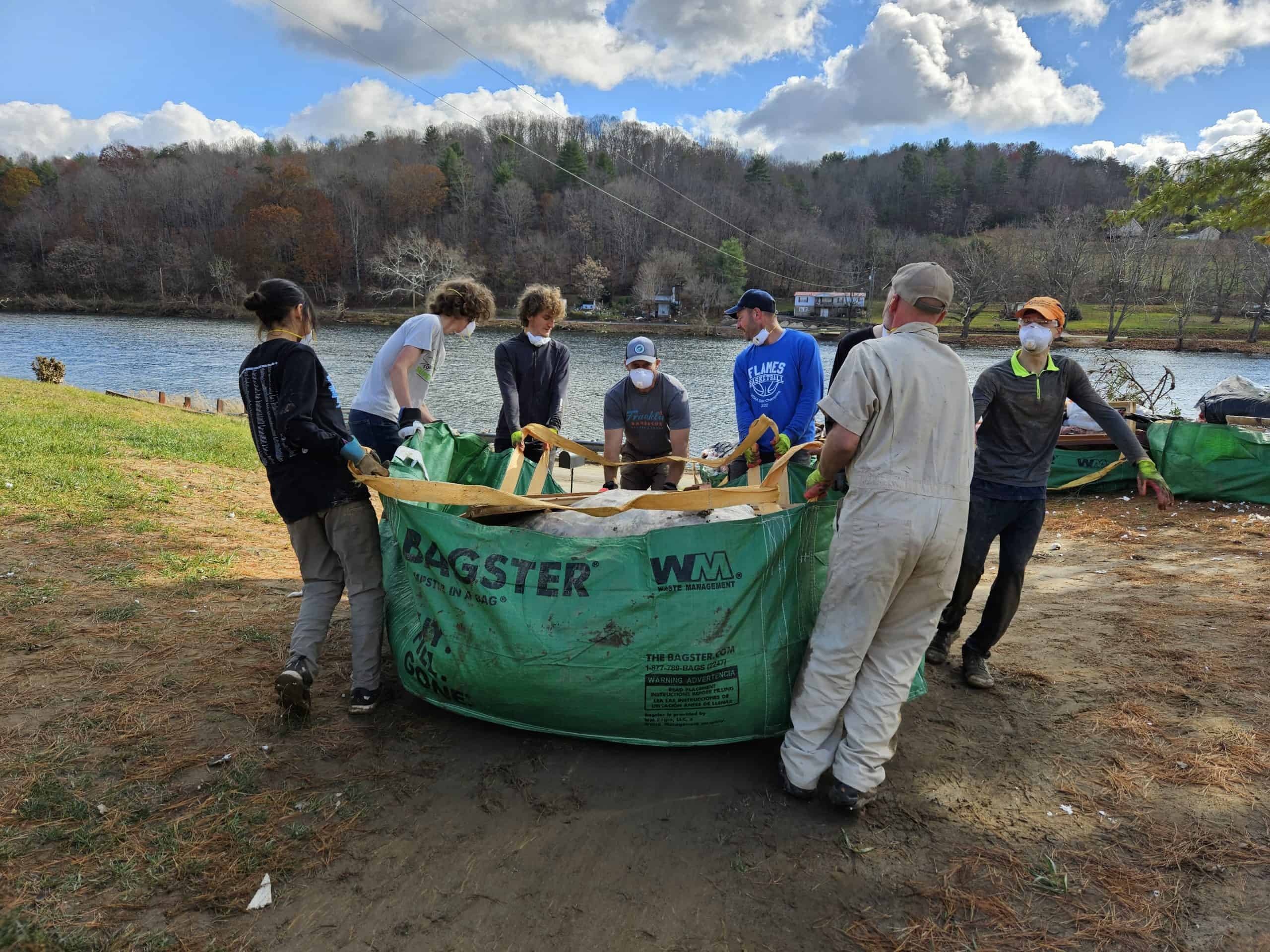 students, staff, and parent volunteers working together